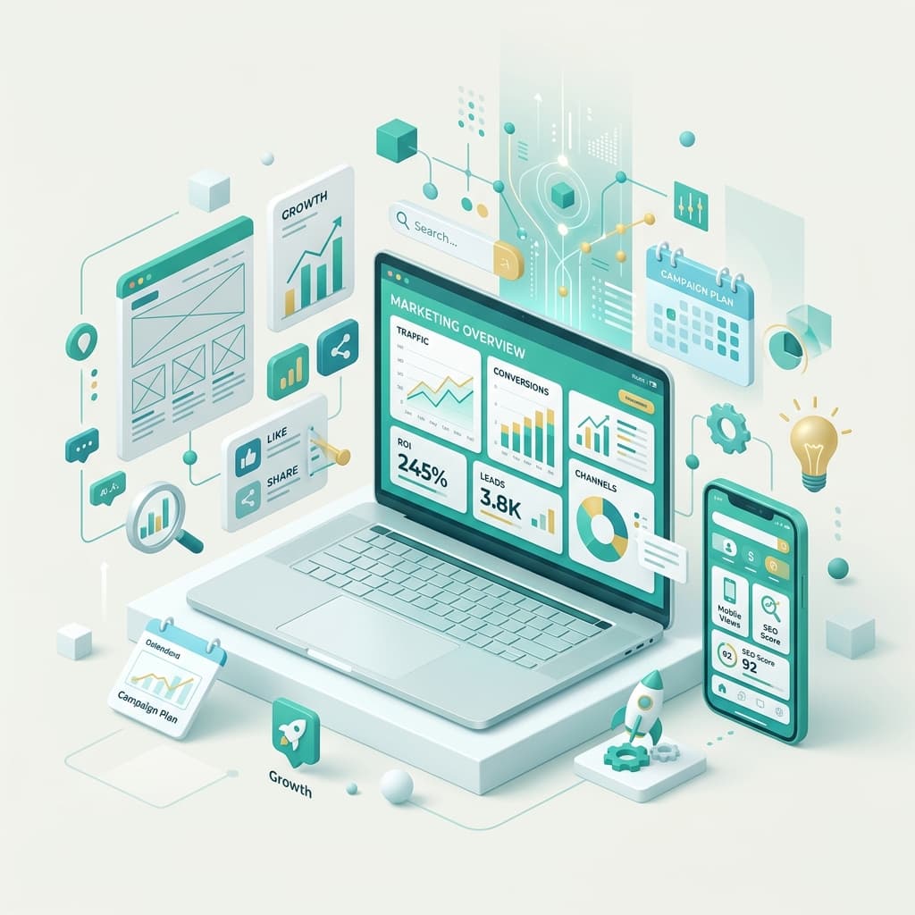 Modern web design and digital marketing illustration